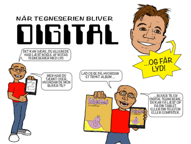 Skærmklip fra 'Når tegneserien bliver digital'. En tegneserie med lyd af Marius Bredsdorff.