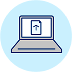 Illustration af computer med pil op